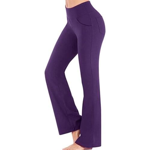 Women Pants All Match Yoga Pants Stretchy Women High Waist Solid Color Bootcut Pants Legs Pants High Waist Ladies for Running