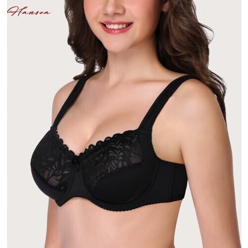 Sexy Lace Bra for Women Non Padded Full Coverage Cup Unlined Plus Size Minimizer Lingerie Underwire Bralettes