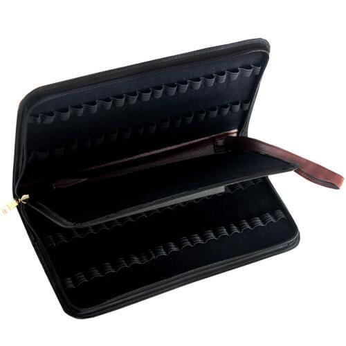 Fountain Pen Case Roller Pen Brown Pu Leather Case for 36 Pens