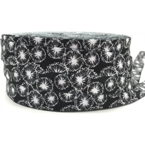 5 Yards 16mm Black Jellyfish print Fold over elastic Stretchy bands DIY Bracelet Baby headbands Hair accessories webbing