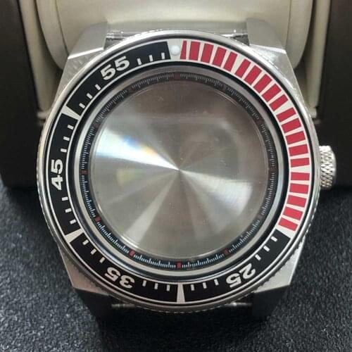 Black Inner Shadow 43mm Watch Case 316L Stainless Steel Aluminum Bezel Sapphire Glass 10ATM Waterproof for NH35/NH36 Movement