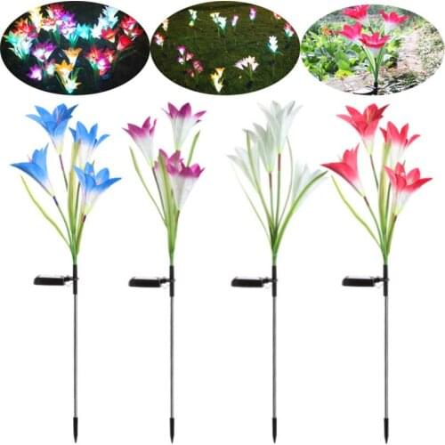 Solar Flower Light LED Color Rose Flower Light Waterproof Garden Landscape Lamp Outdoor Lawn Lamp Home Decorative Flower Lights