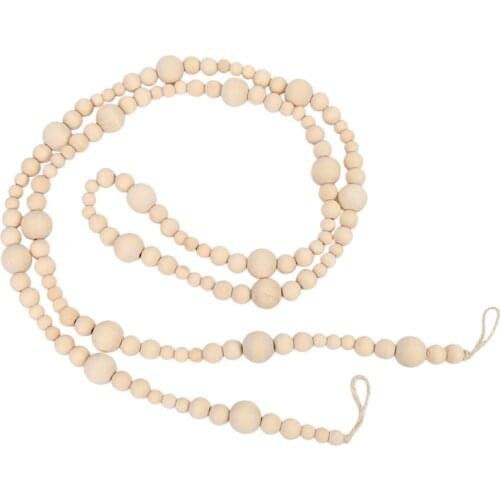 7Ft Wooden Beaded Garland Farmhouse Home Decor Rustic Country Natural Holiday Christmas Tree Garland Boho Decorations