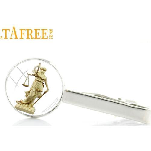 TAFREE elegant Lady Justice Goddess men fashion tie clips The Statue of Liberty tie bar pin USA symble of freedom jewelry E844