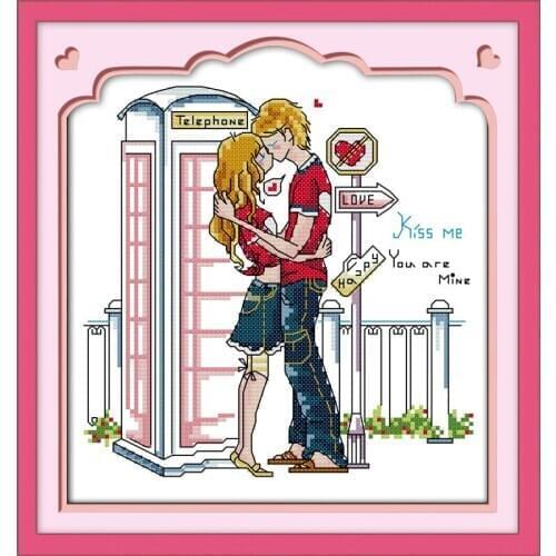 Everlasting Love LOVE Kiss Ecological Cotton Chinese Cross Stitch Kits Stampted Printed DMC 14CT 11CT DIY Wedding Decoration
