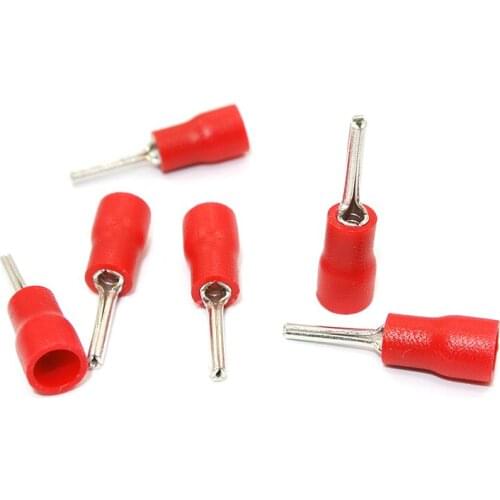 1000PCs Insulated Red 22-16AWG Wire Pin Splice Connector Crimp Electrical Terminals