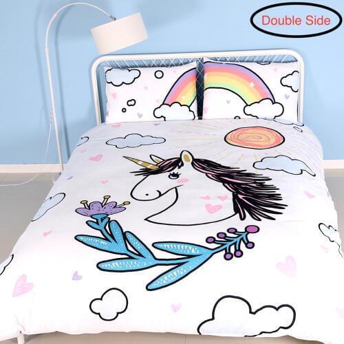 Promotion 3PCS Double Sided Unicorn Duvet cover Set| Unicorn Bedding Full for Girls|Girls Twin Bedding Sets | Unicorn Bed sheet