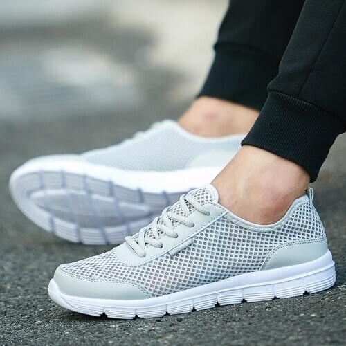 Unisex Sneakers Women Men Mesh Breathable Running Shoes Summer Hollow Light Sport Shoes Outdoor Walking Trainers Male Plus Size