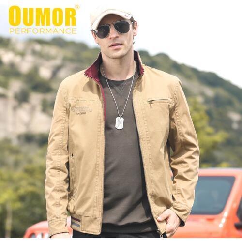 Oumor Men Autumn Business Casual Warm Reversible Jacket Coat Men Winter Air Force Cargo Outwear Military Cotton Jackets Men 4XL