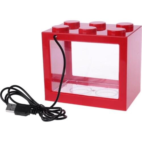 USB Mini Aquarium Fish Tank With LED Lamp Light Betta Fish Fighting Cylinder
