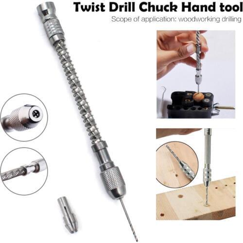 Mini Spiral Hand Drill Full Metal Hand Twist Drill Manual Punching Tool Semi Automatic Manual Drilling Woodworking Tool