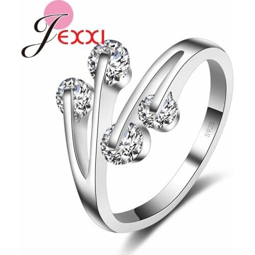 Fashion 925 Sterling Silver Anniversary Finger Ring Ladies Simple Cubic Zircon Wedding Proposal Rings For Woman