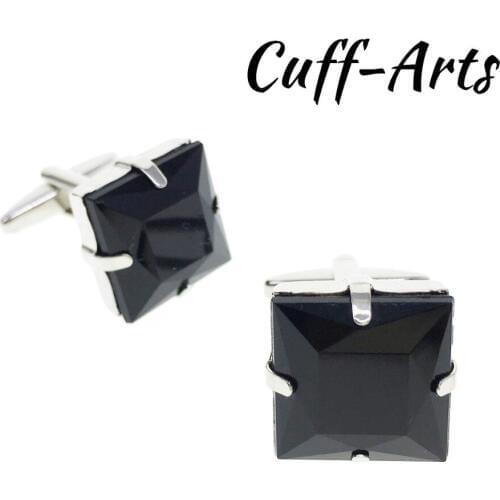 Cuffarts Fashion Cufflinks Men 2018 Acrylic Crystal Cufflink Black Square Gemelos Jewelry For Men High Quality C20131