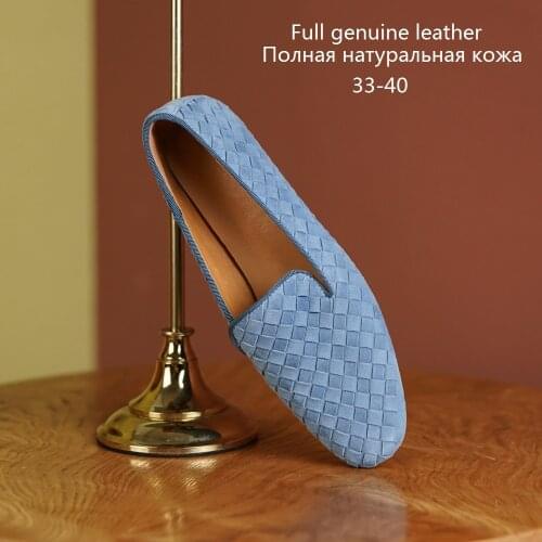 Fashion Women Spring Summer Fall Comfortable Shoes Woman Genuine Leather Slip On Casual Flats Ladies Round Toes Loafers Blue2021