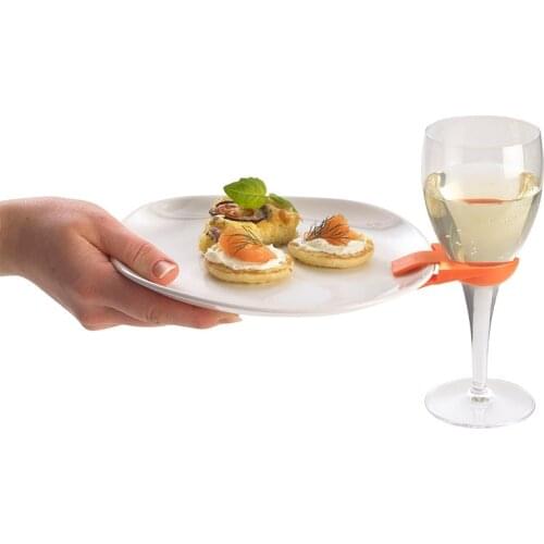 Set of 4 Plastic ABS Wine Glass Stemware Plate Clips For Holding Stemmed Glasses(4 Random colors)