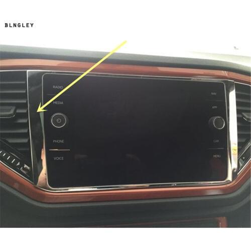 1pc Car stickers Stainless steel Central control navigation panel decoration cover for 2018 2019 Volkswagen VW T-ROC