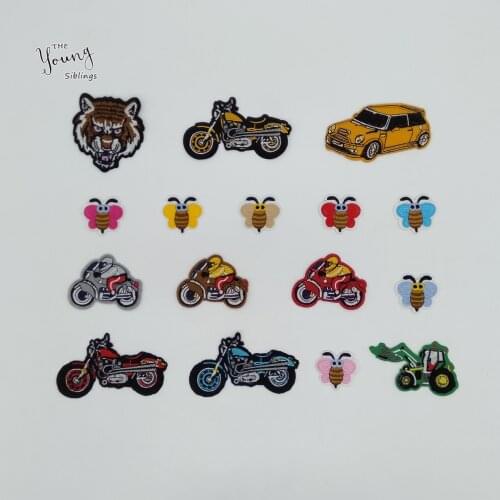 New arrive Cartoon Car Bee Patch Embroidery Applique Iron on patch DIY Hot melt adhesive Motifs Clothing Badges Accessories