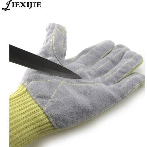 New heat-resisting high temperature resistant Labour protection glove stick cowhide aramid gloves