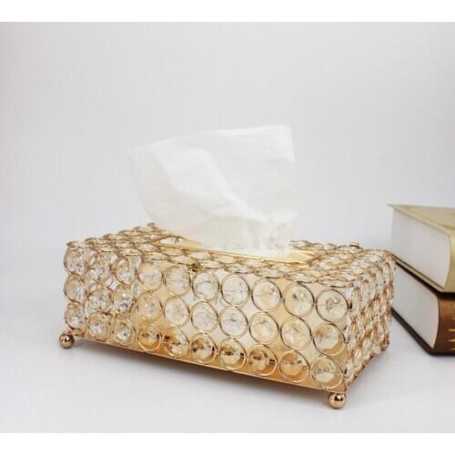 Hotel Home Tissue Case Storage Box Square Crystal Shinning Paper Container