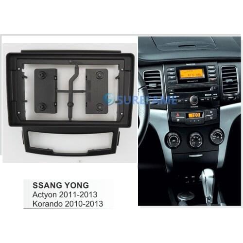 9 inch Car Fascia Radio Panel for SSANGYONG Actyon 2011-2013; Korando 2010-2013 Dash Kit Facia Console Bezel 9inch Adapter Plate