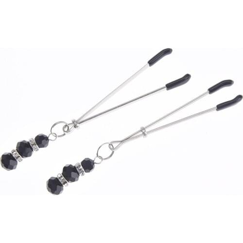 Pair Adjustable Breast Clips Clit Clamp Nipple Clamps with Jewelry Erotic for Lovers Exotic Accessories