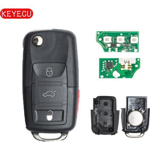 Keyecu 1K0 959 753 H Flip Remote Key 3+1 Buttons 315MHz with ID48 Chip Car Key for VW Volkswagen Jetta Golf 1K0959753H