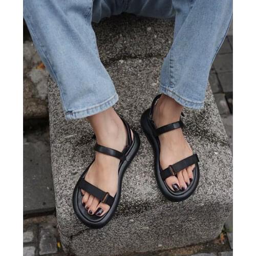 Women Sandals Shoes Cow Suede Leather Ladies Summer Flat Beach Sandals 2021 Casual Flip Flop Gladiator Shoe Fashion Footwear