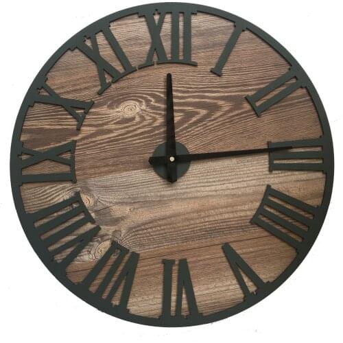 North Designed Booties Mildew Green Roman Decorative Wall Clock 48 Cm