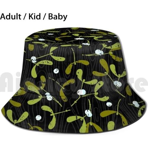 Rustic Mistletoe Sun Hat Foldable UV Protection Pattern Rustic Mistletoe Ditsy Xmas Christmas Leaves Kiss Winter Green