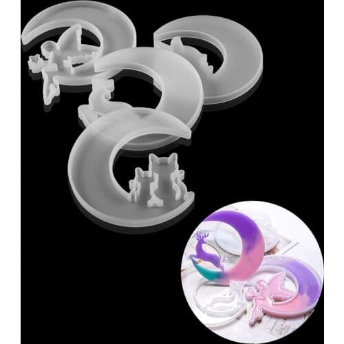 1pc Unicorn Angel UV Resin Silicone Mold Moon Cat Deer Epoxy Resin Molds For DIY Jewelry Handmade Making Findings Silicone Mould