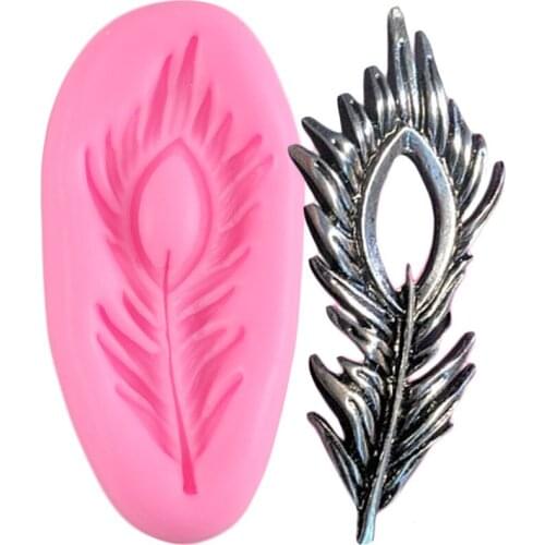 Peacock Feather Silicone Mold Cupcake Topper Fondant Mould Cake Decorating Tools Chocolate Gumpaste Molds Candy Clay Moulds