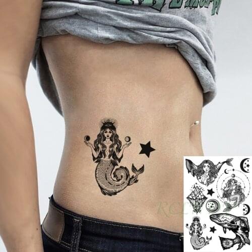 Waterproof Temporary Tattoo Sticker Mermaid Sexy Girl Whale Star Moon Planet Body Stickers Flash Tatoo Fake Tatto for Men Women