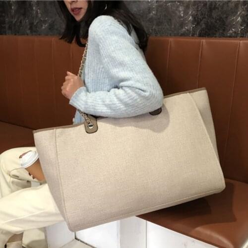 Big Capacity New Handbags Chains Shoulder Bags Ladies Fashion Brand Cotton Fabric Women Messenger Bags Large Female Tote Bag