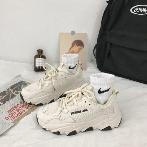 2021 Fashion Women Sneakers Vulcanized Shoes White Chunky Casual Shoes Lace Up Platform Comfort Basket Footwear Woman Sneakers