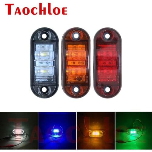 100Pcs 12V 24V Amber White Red Blue 2 LED Side Marker Lamp For Car Truck Trailer Bus SUV Pickup Signal Clearance Light 10V - 30V