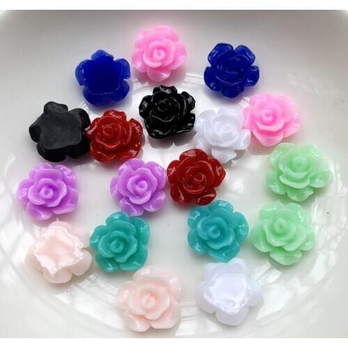 100PCS 13mm Mix Colors Cute Resin Rose Flowers Flatback Cabochon DIY Jewelry/Craft Decoration