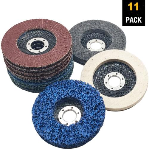 11Pack 4.5Inch Sanding Flap Discs Polishing Grinding Wheel Set for Angle Grinder