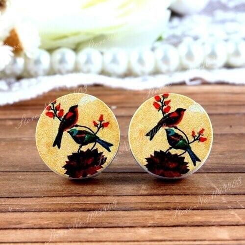 16mm Birds Round High Quality Photo Wood Laser Cut Cabochon to make Rings, Earrings, Bobby pin,Necklaces, Bracelets