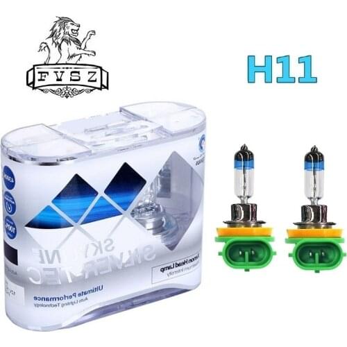 2Pcs H11 12V 55W Car Auto Halogen Head Lights Bulb 2400lm 4200K Super bright warm white light Vitreous quartz Headlamp Fog Lamp
