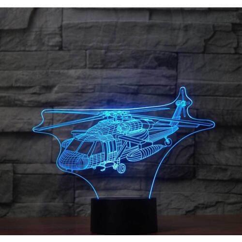 The Helicopter 3D Night Light LED Remote Touch Switch 7 Color Change Plane Indoor Atmosphere 3D lamp As Kids Gift