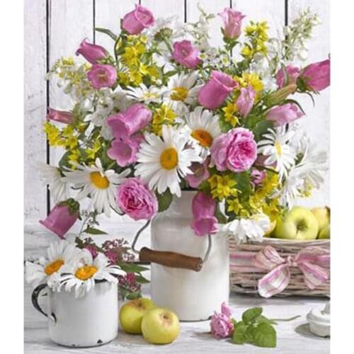 5D DIY Diamond Painting Square Round Diamond Flower Diagram Flower Pot Picture Cross Stitch Mosaic Embroidery Home Decor WG2788