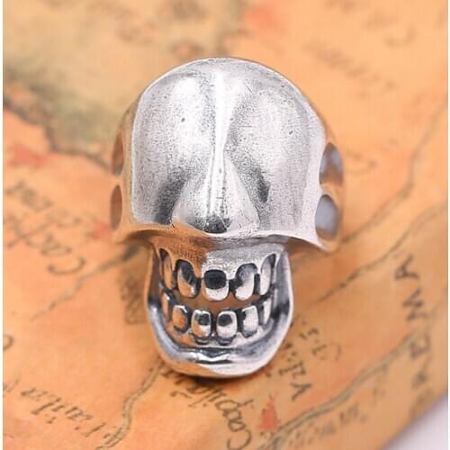 925 STERLING SILVER skull teeth punk biker men mens rings Ring jewelry A3337