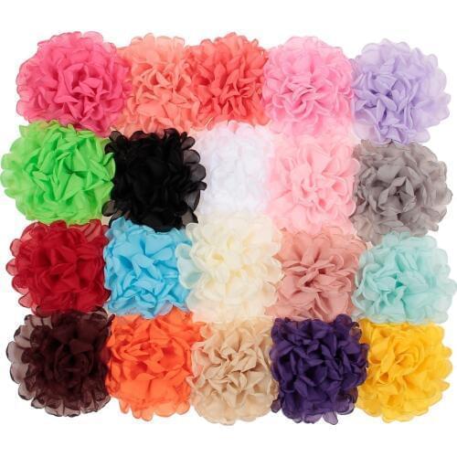 Nishine 10PCS Chiffon Fabric Flower Blossom Hair Accessoreis Wedding Decoration Burning Flower Boutique DIY Headwear Accessory