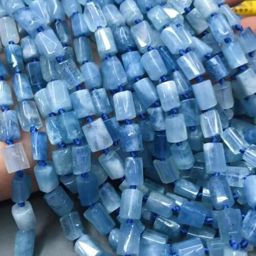 Aquamarine pillar blue baroque 6*9mm 15" for DIY jewelry making loose beads FPPJ wholesale beads nature gem stone