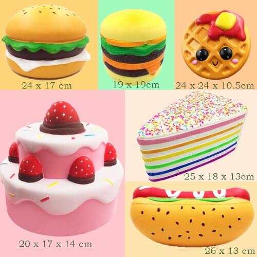 Besegad Large Big Squishies Soft Squishi Cute Cake Food Toy Slow Rising Squeeze for Kid Gift Relieves Stress Anxiety Anti Stress