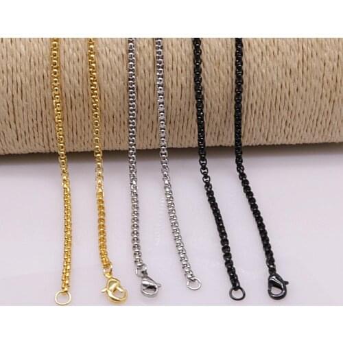 5 pieces/Lot Rope Chain Stainless Steel Long Necklaces For Women Box Pendant Necklace DIY Jewelry For Women Box Chain