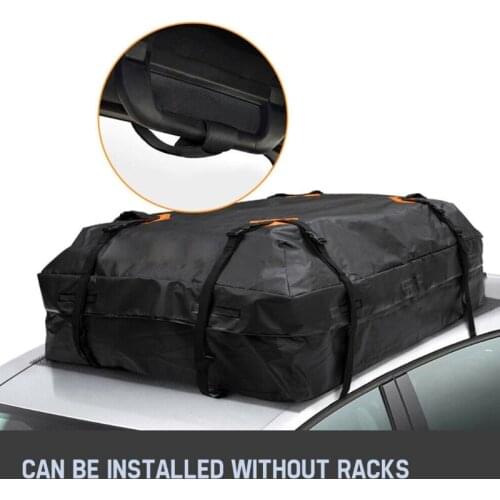 X7AE Black Heavy Duty RoofBag Waterproof Car Cargo Roof Bag 420D Oxford Cloth Rooftop Cargo Carrier
