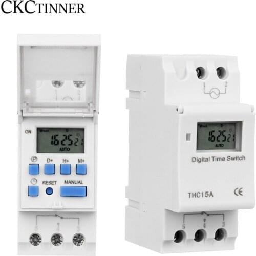 LCD Digital Timer THC15A Programmable TIME Relay Timer Switch Controller 12V 24V 48V AC 110V 220V Electronic Weekly Counter