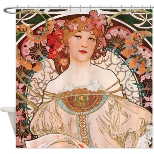 Alphonse Mucha Reverie Decorative Fabric Shower Curtain
