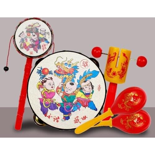 Classic Tradition Baby Toys for 3-12 6 13 24 Months Old Ringing Rattle Set of Hand Drum Educational Room Toy Toddlers Boys Girls